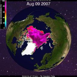 Arctic sea ice - Aug 9, 2007